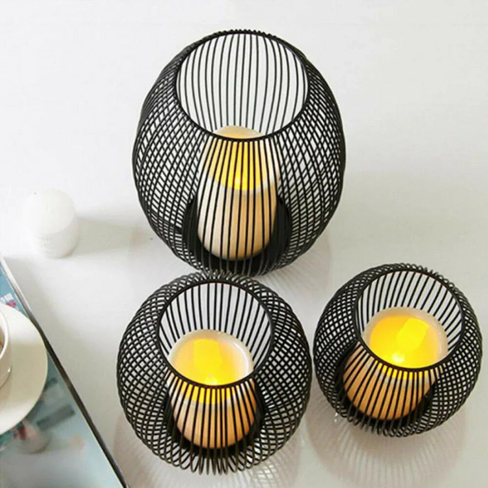 Modern Iron Candle Stand | Black Metal Candle Holder