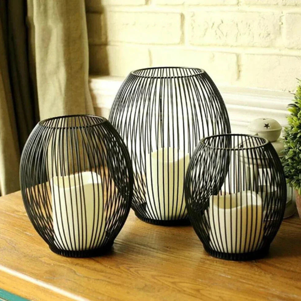 Modern Iron Candle Stand | Black Metal Candle Holder
