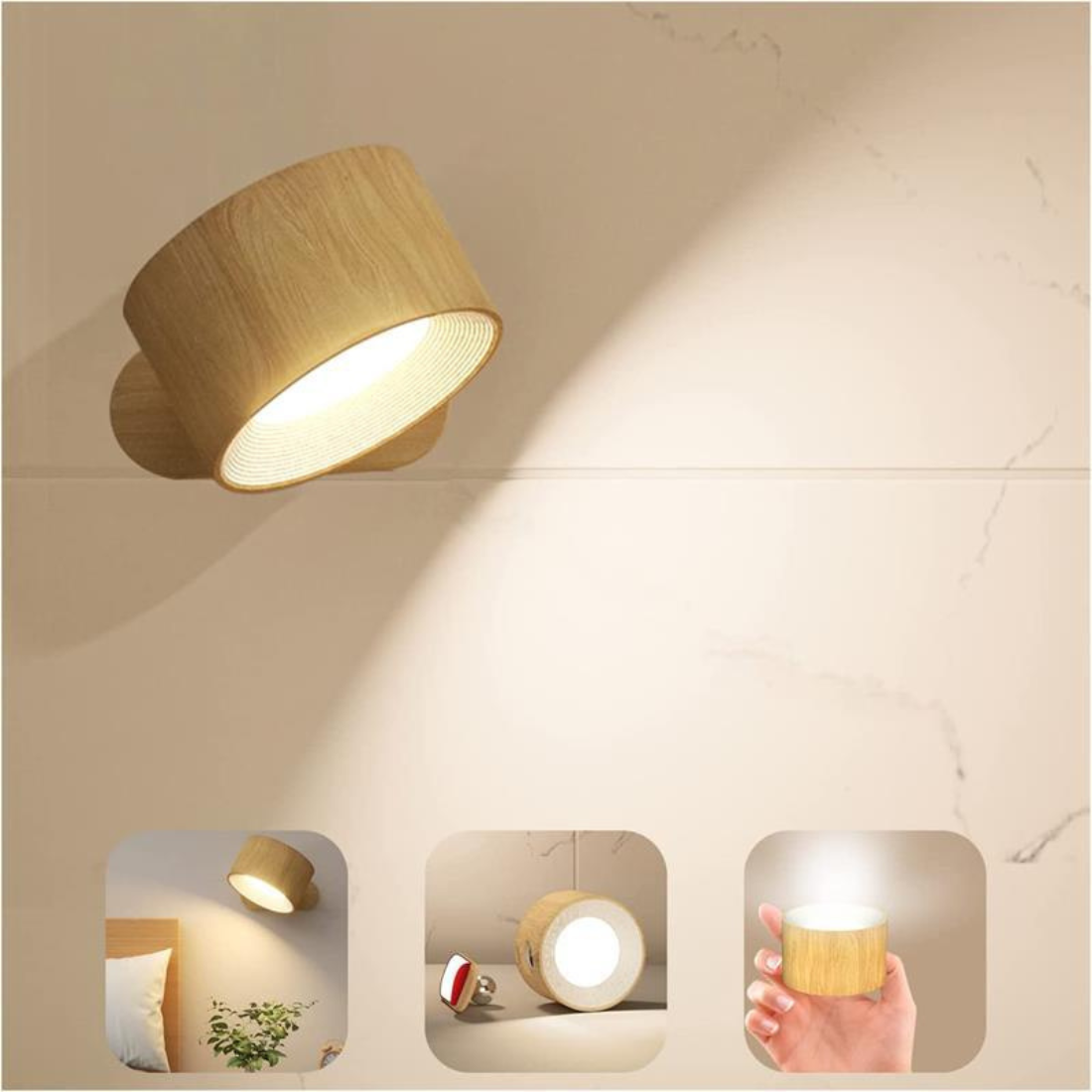 360° Cordless LED Wall Lamp - USB Rechargeable Magnetic Dimmable Reading Light