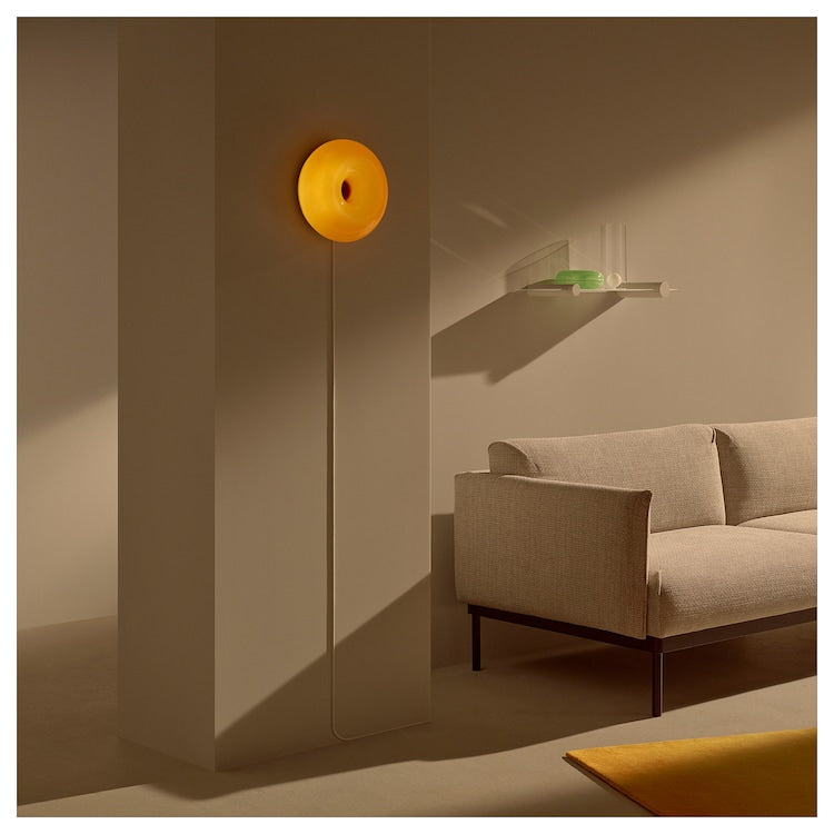 Modern Glass Round Wall Sconce - Yellow Floating Donut Lamp