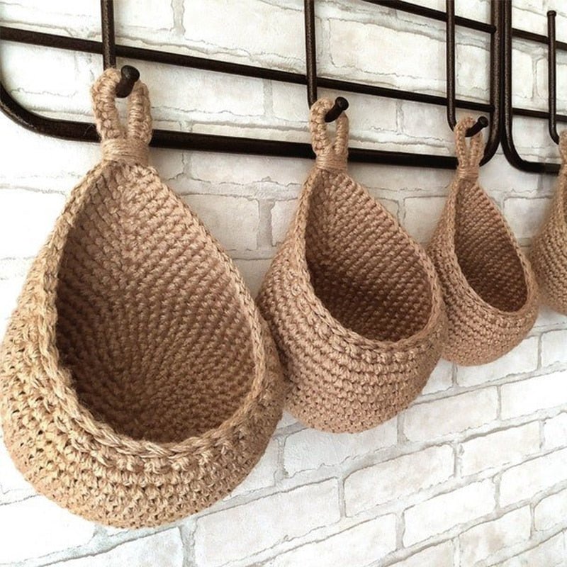 Woven Hanging Storage Baskets | Boho Wall Baskets