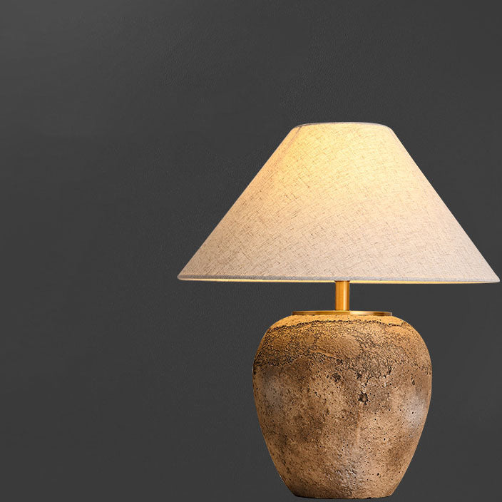 Ceramic Table Lamp with Fabric Shade | Modern Shabby Chic Bedside Lamp