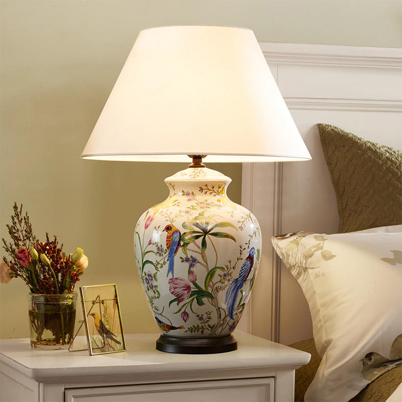 Modern Retro Ceramic Flower & Bird Table Lamp