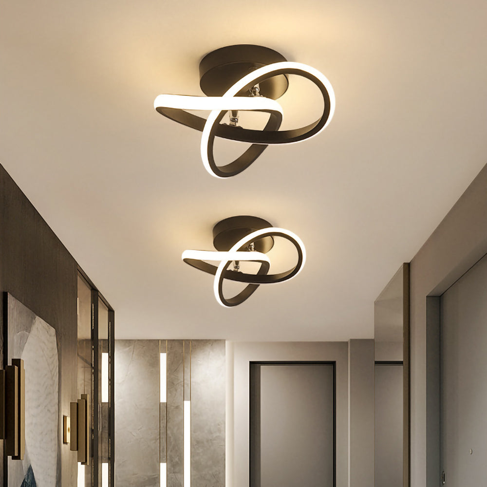 Modern Geometric LED Ceiling Light | Minimalist Black Metal Frame Fixture