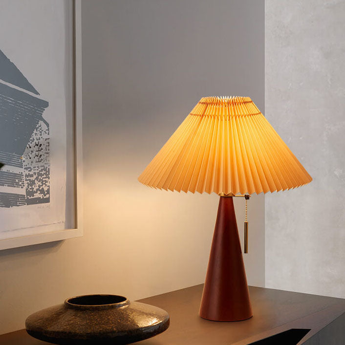 Japanese Pleated Wooden LED Table Lamp