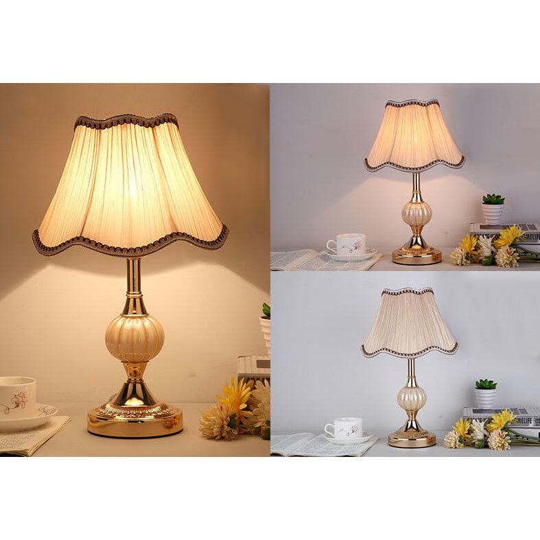 Nordic Vintage Table Lamp | Elegant Fabric Shade Bedside Lamp