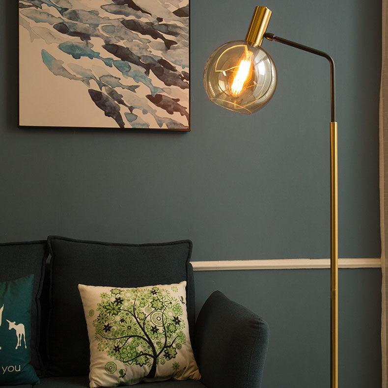 Nordic Minimalist Glass Dome Shade Marble Base 1-Light Standing Floor Lamp