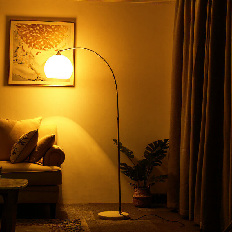 Modern Globe Floor Lamp | Acrylic Shade Arc Standing Lamp