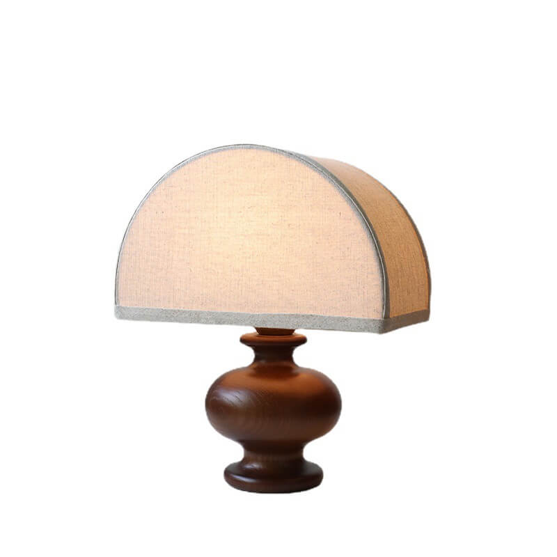 Japanese Wabi-Sabi Wooden Table Lamp | Vintage Fabric Shade Bedside Light