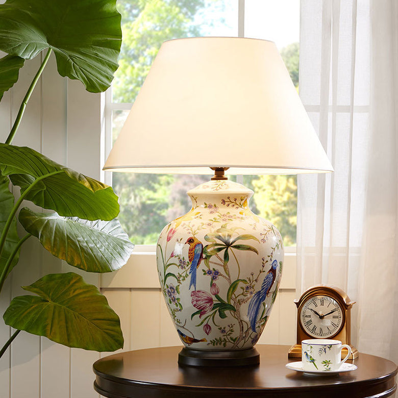 Modern Retro Ceramic Flower & Bird Table Lamp