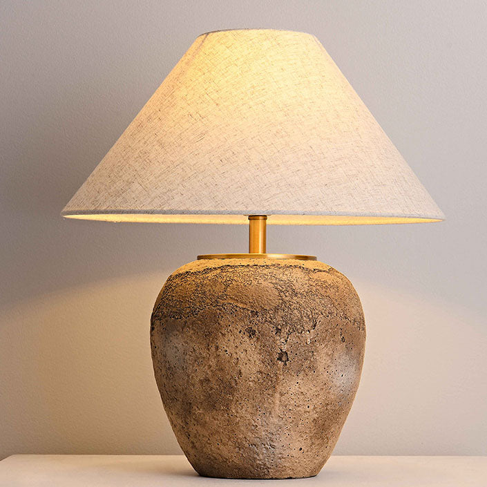 Ceramic Table Lamp with Fabric Shade | Modern Shabby Chic Bedside Lamp