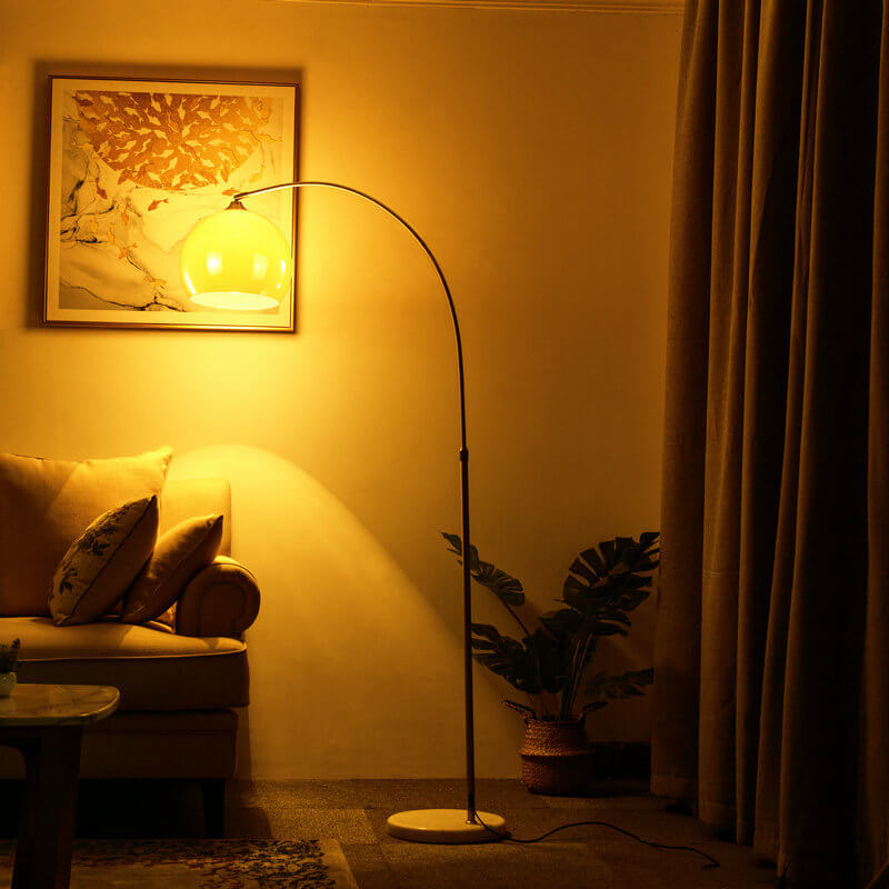 Modern Globe Floor Lamp | Acrylic Shade Arc Standing Lamp