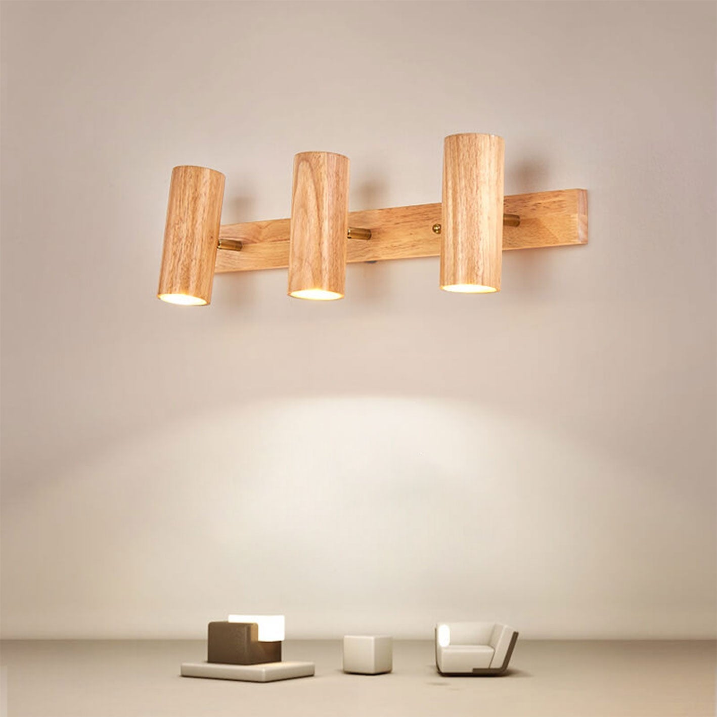 Modern Wooden Wall Light | Minimalist Track Spotlight Sconce