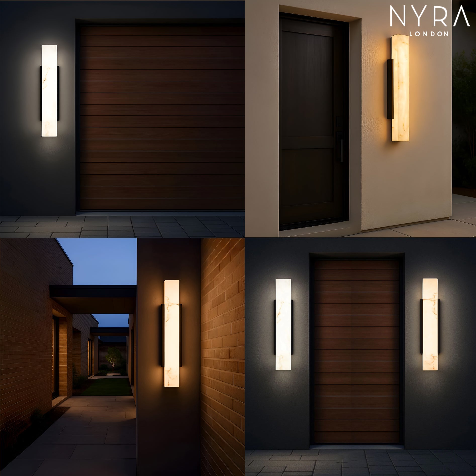Zoya Outdoor Marble Wall Light – Modern LED Exterior Wall Sconce