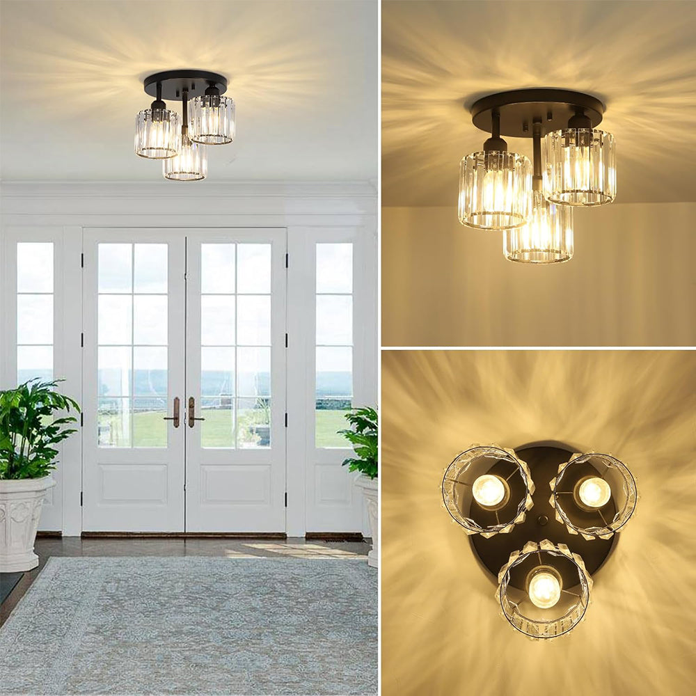 3-Light Crystal Semi-Flush Mount Ceiling Fixture | Modern Ceiling Light