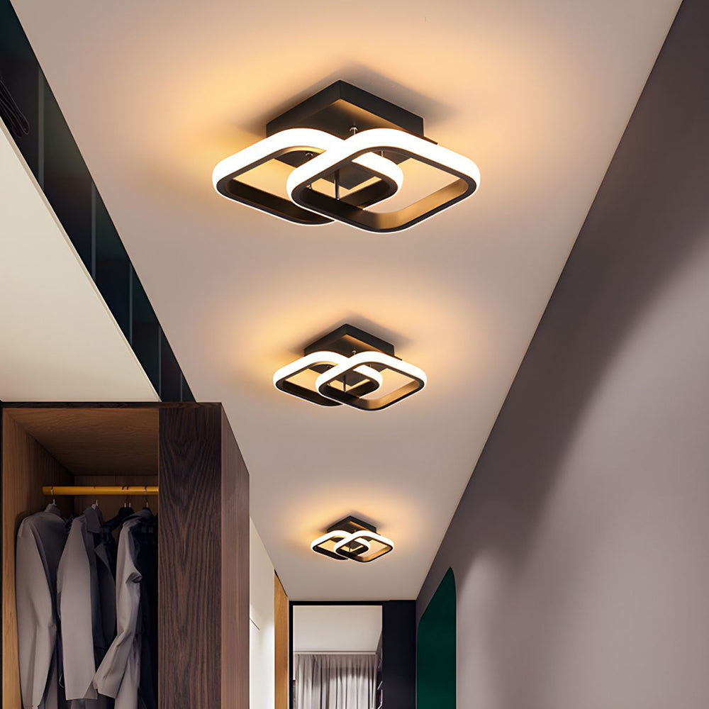 Modern Geometric LED Ceiling Light | Minimalist Black Metal Frame Fixture