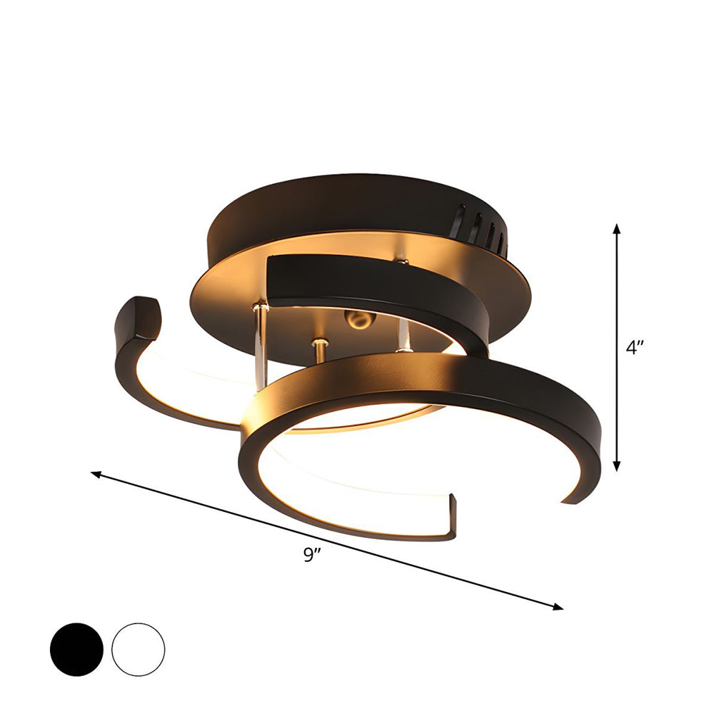 Modern Geometric LED Ceiling Light | Minimalist Black Metal Frame Fixture
