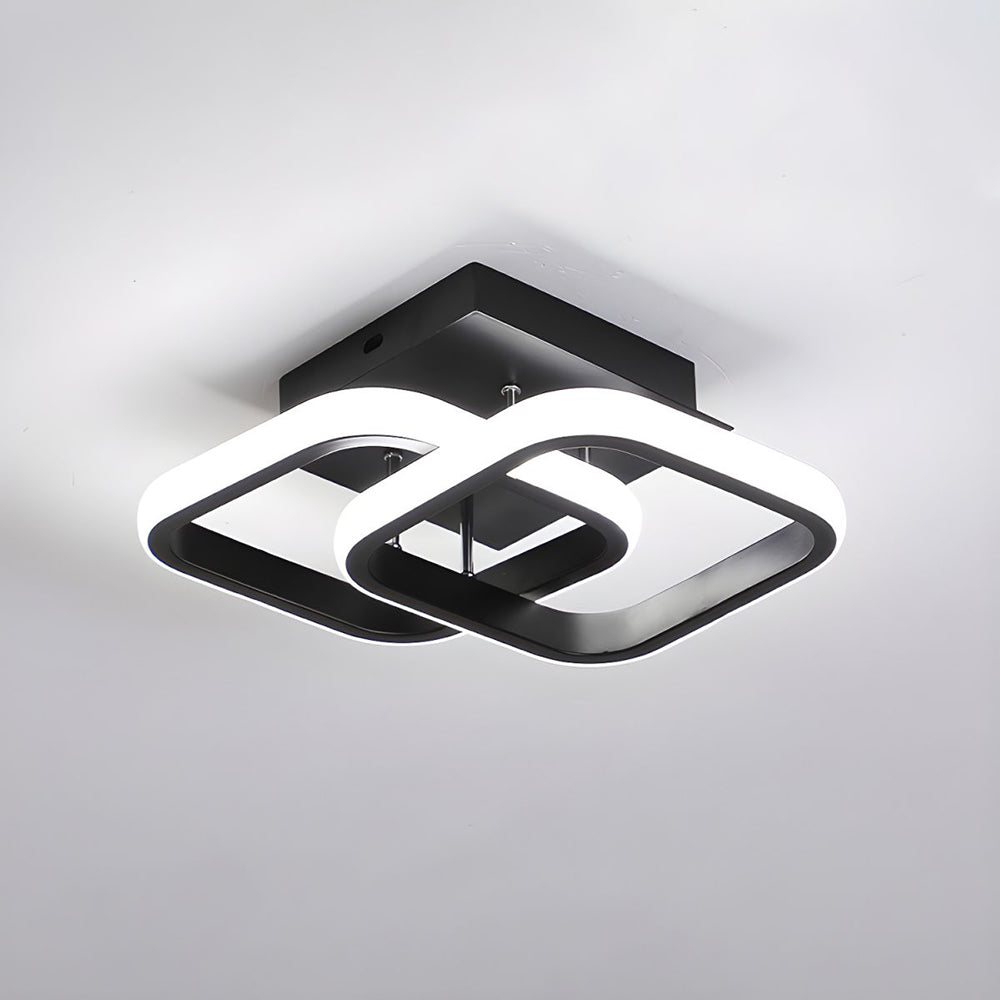 Modern Geometric LED Ceiling Light | Minimalist Black Metal Frame Fixture