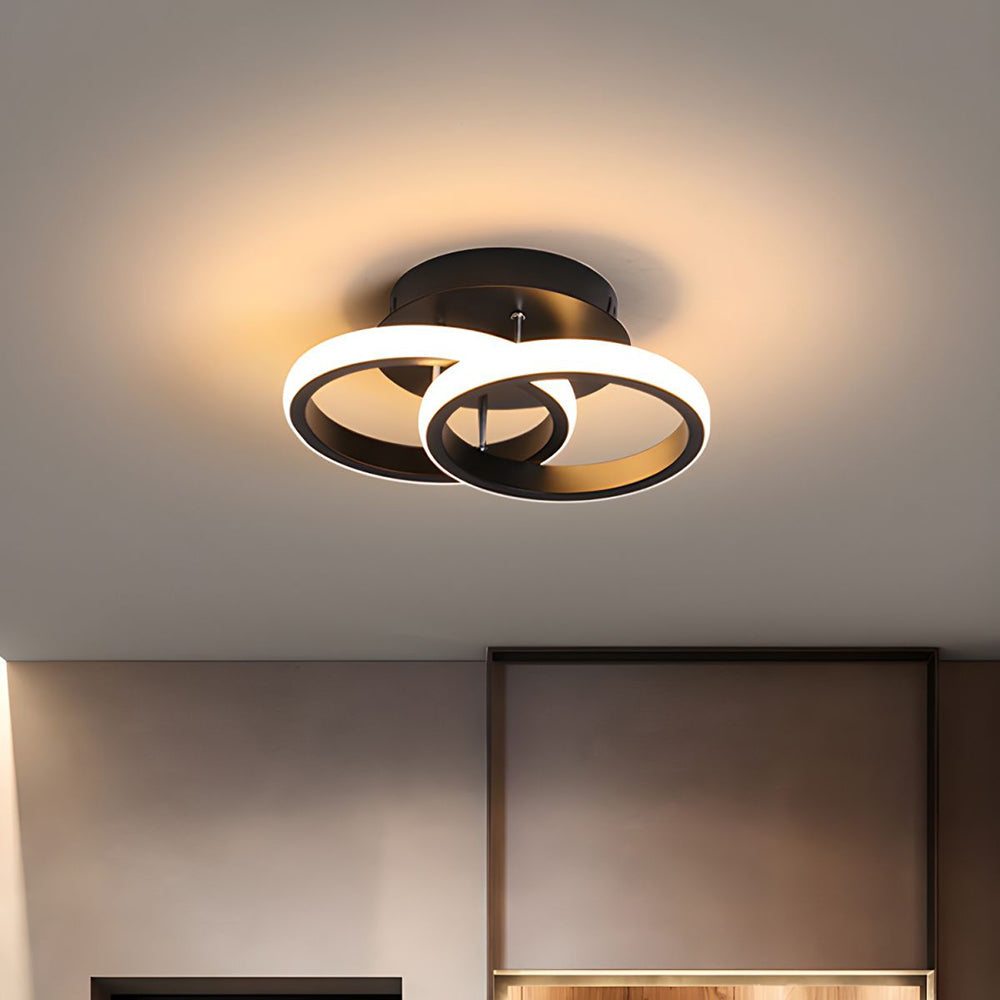 Modern Geometric LED Ceiling Light | Minimalist Black Metal Frame Fixture