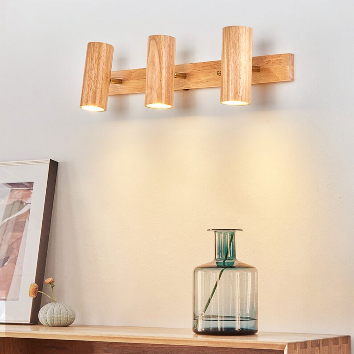 Modern Wooden Wall Light | Minimalist Track Spotlight Sconce