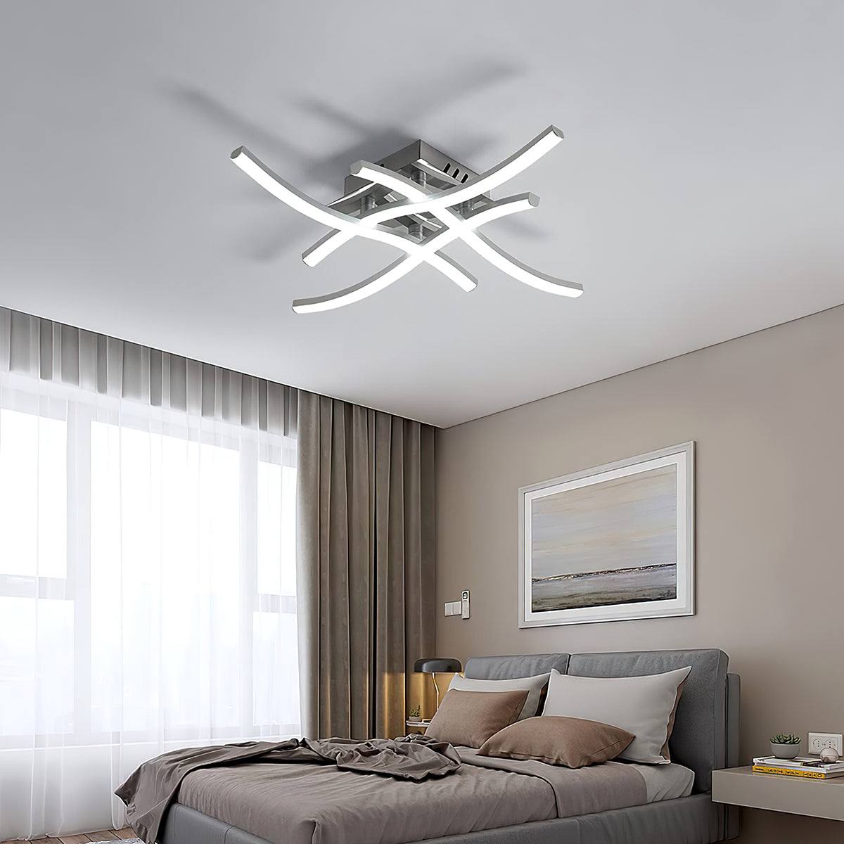 Modern LED Flush Mount Ceiling Light Aluminum Dimmable