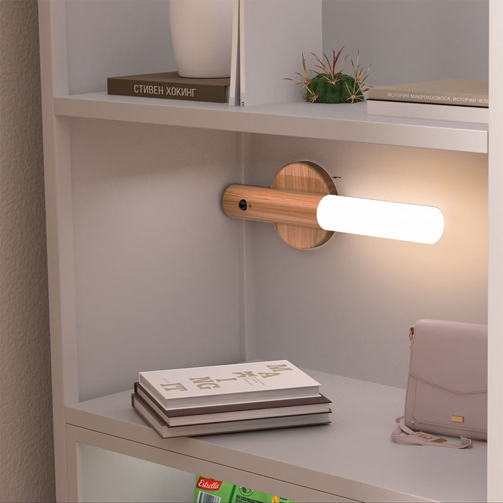 LED Motion Sensor Wall Light Wood Wireless Rechargeable