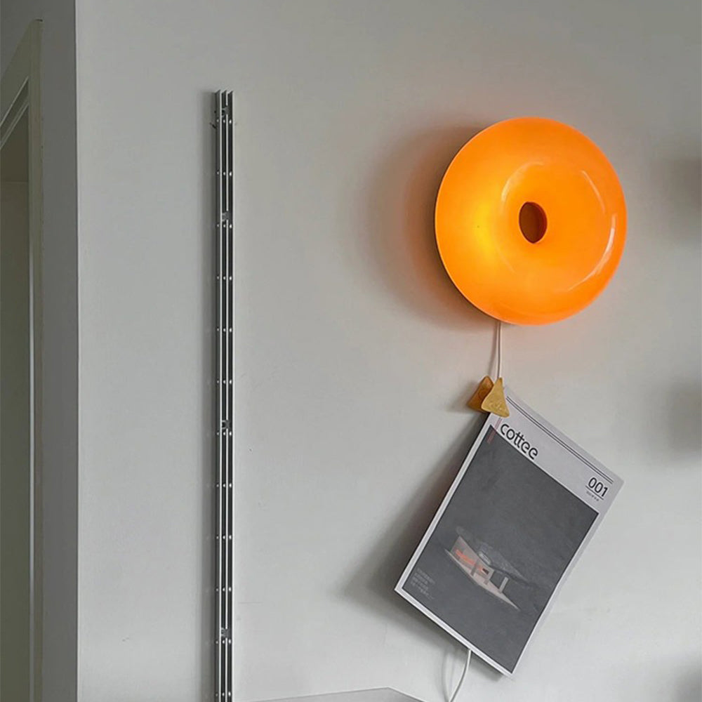Modern Glass Round Wall Sconce - Yellow Floating Donut Lamp
