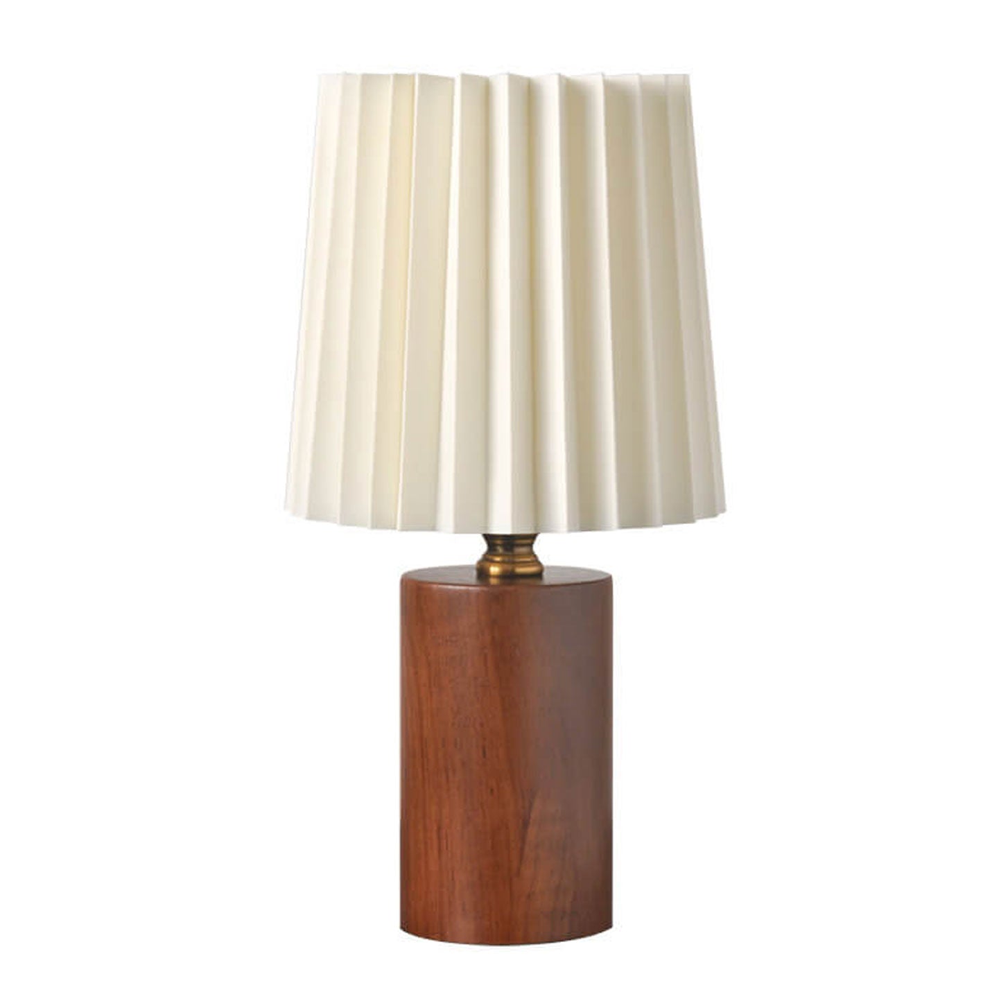 Vintage Pleated Table Lamp | Wooden Base Bedside Lamp