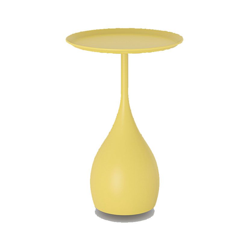 Modern White Metal Side Table - Round Tulip Pedestal Base Accent End Table