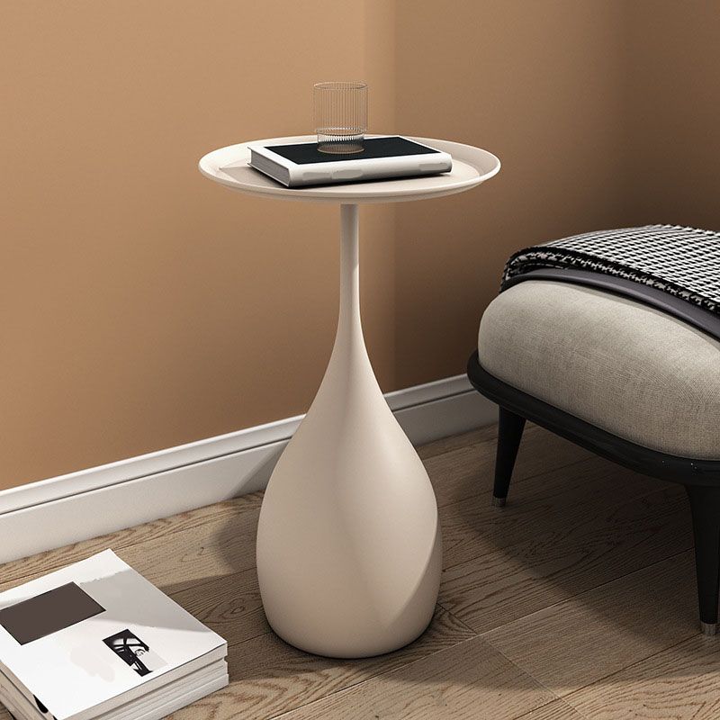 Modern White Metal Side Table - Round Tulip Pedestal Base Accent End Table