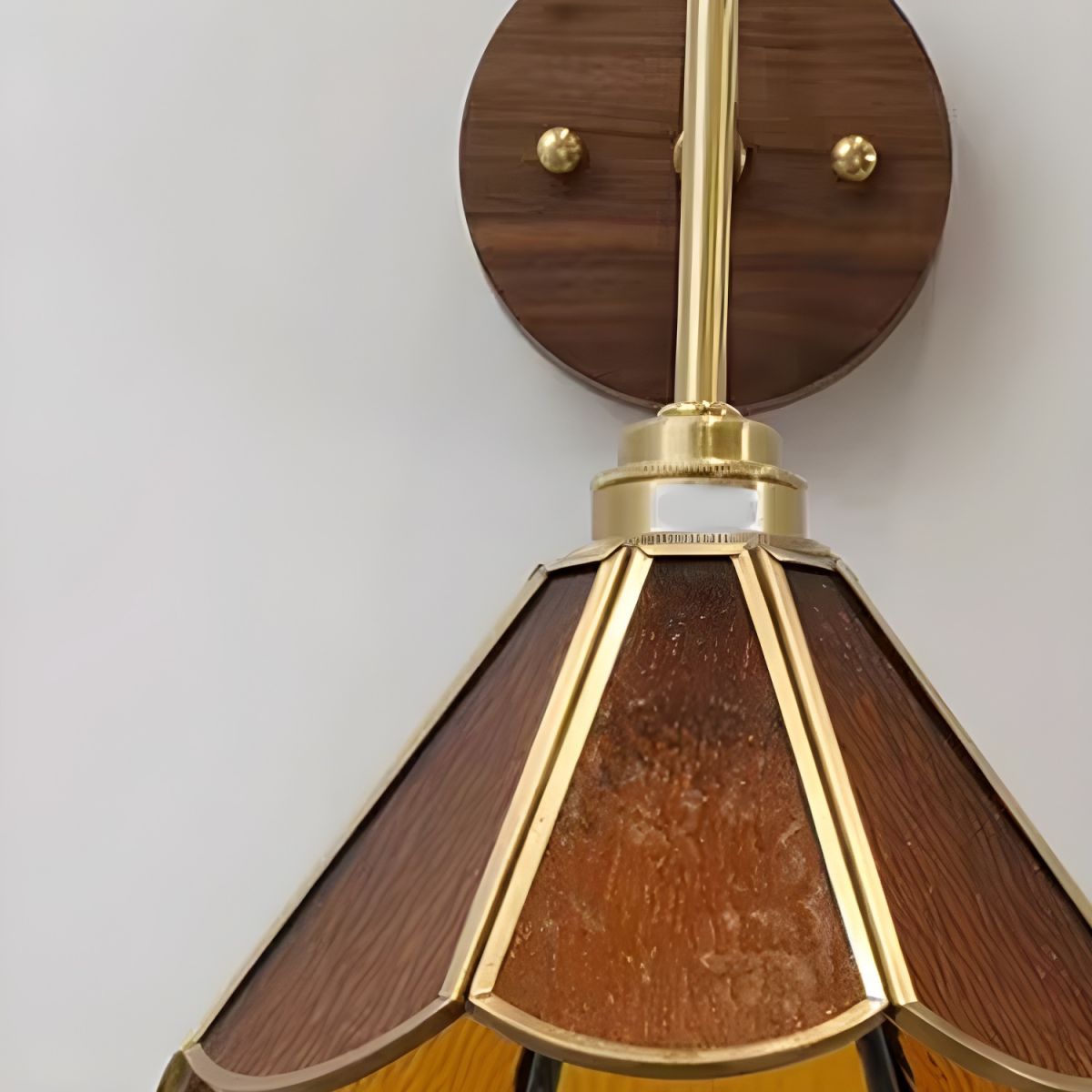 Vintage Brass & Glass Wall Sconce - Art Deco Fluted Shade w/ Pull Chain Switch