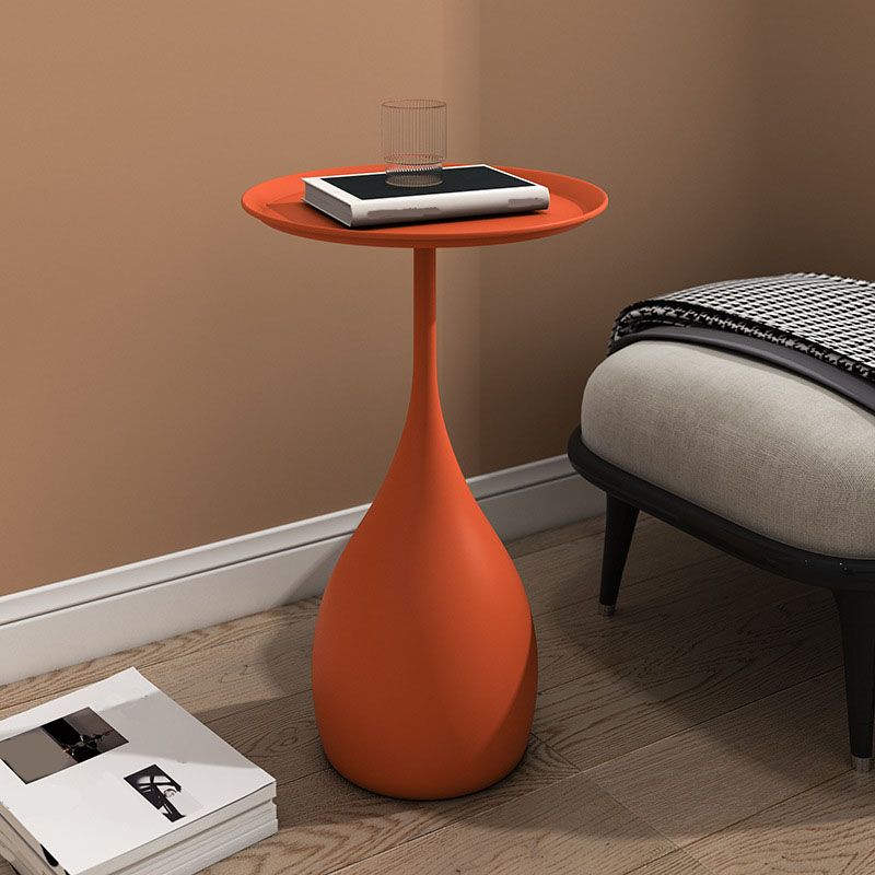 Modern White Metal Side Table - Round Tulip Pedestal Base Accent End Table