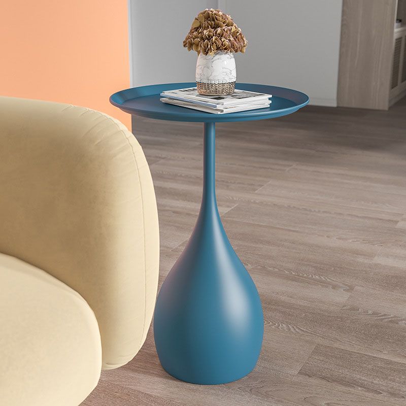 Modern White Metal Side Table - Round Tulip Pedestal Base Accent End Table