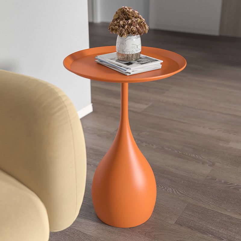 Modern White Metal Side Table - Round Tulip Pedestal Base Accent End Table