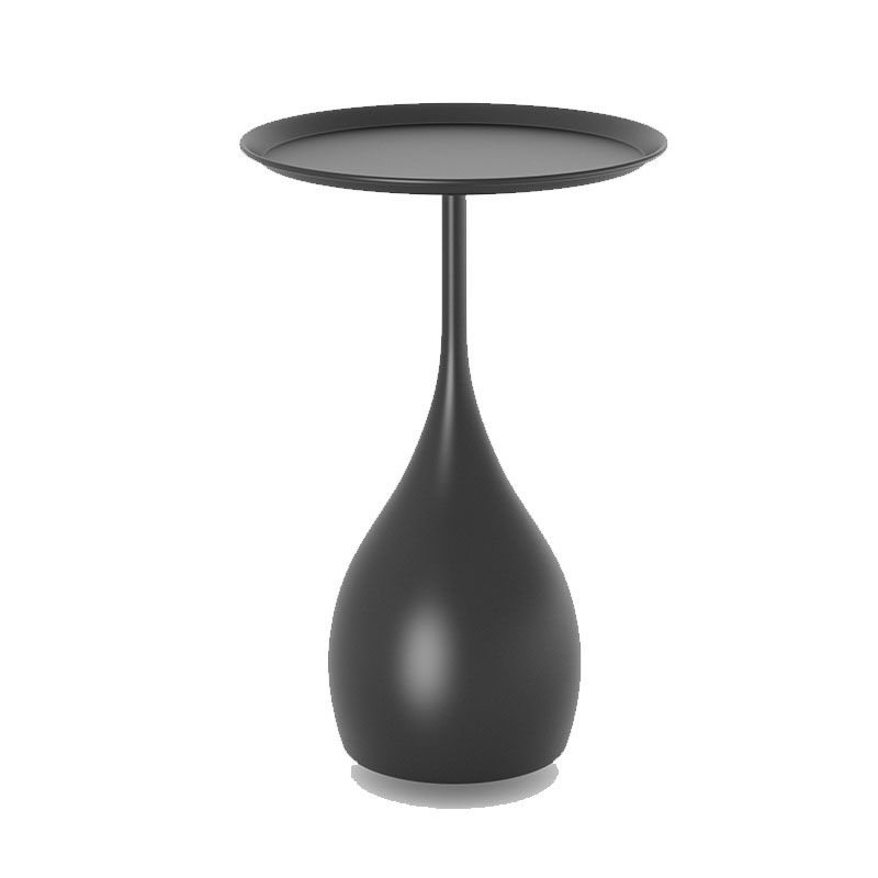 Modern White Metal Side Table - Round Tulip Pedestal Base Accent End Table