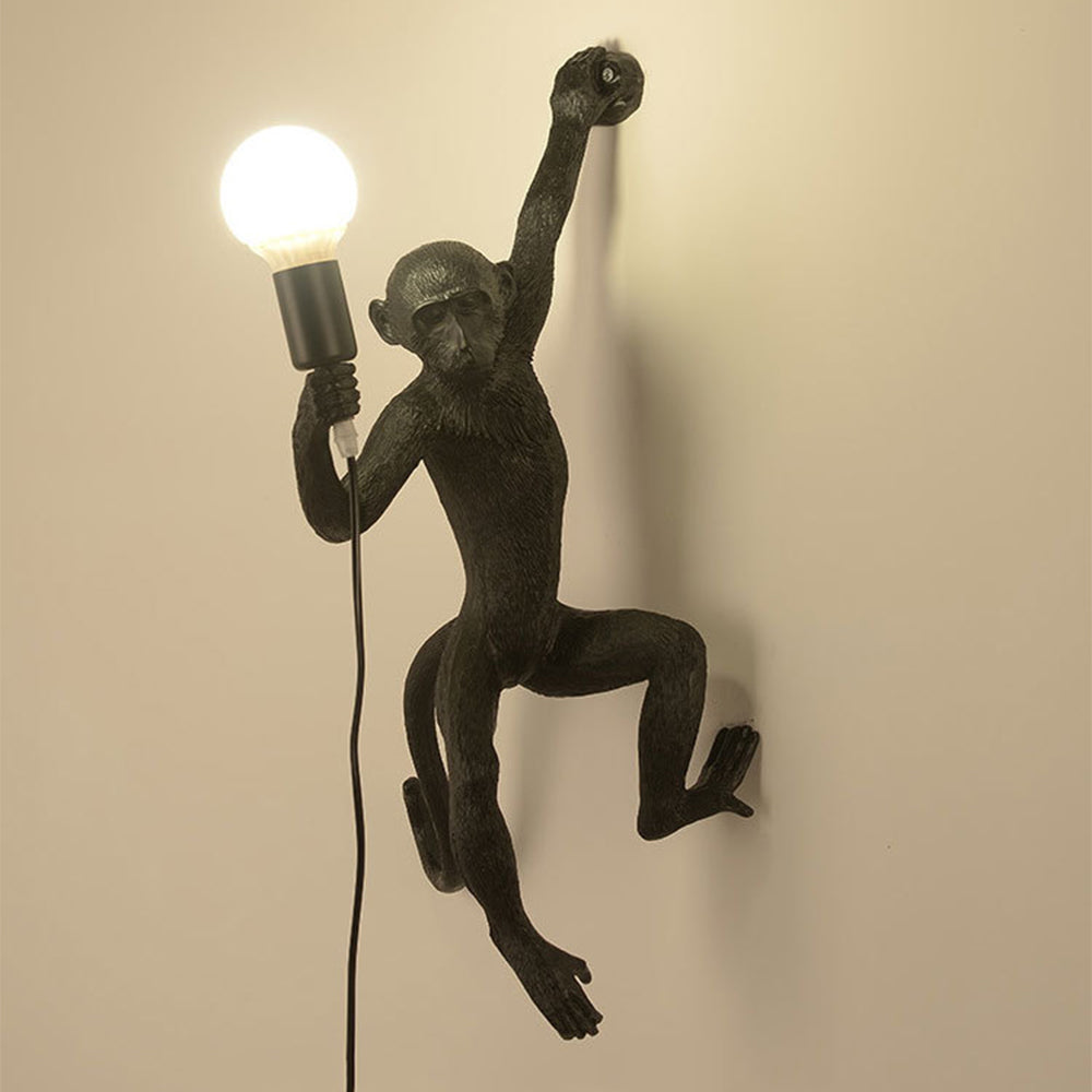 Wall Light With Quirky Resin Monkey Design | Decorative Animal Light Fixture