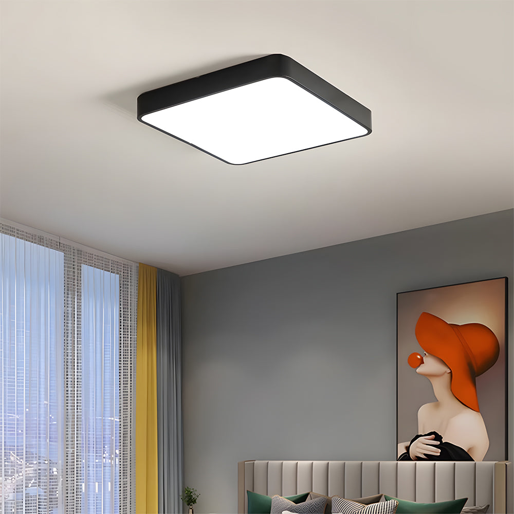 Black Modern LED Ceiling Light - Dimmable Flush Mount for Kitchen & Bedroom