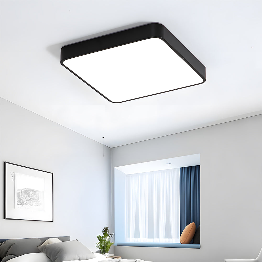 Black Modern LED Ceiling Light - Dimmable Flush Mount for Kitchen & Bedroom