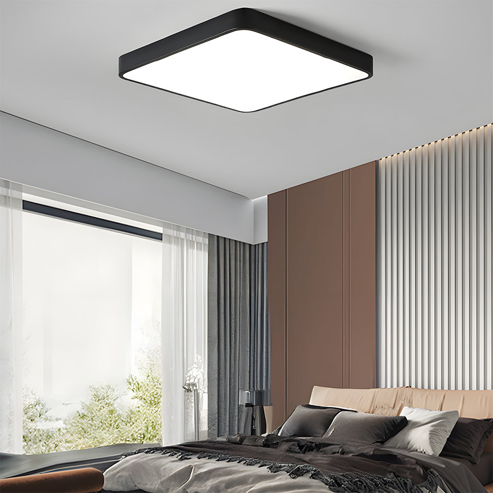 Black Modern LED Ceiling Light - Dimmable Flush Mount for Kitchen & Bedroom
