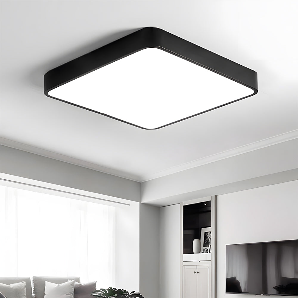 Black Modern LED Ceiling Light - Dimmable Flush Mount for Kitchen & Bedroom