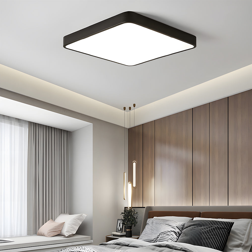 Black Modern LED Ceiling Light - Dimmable Flush Mount for Kitchen & Bedroom