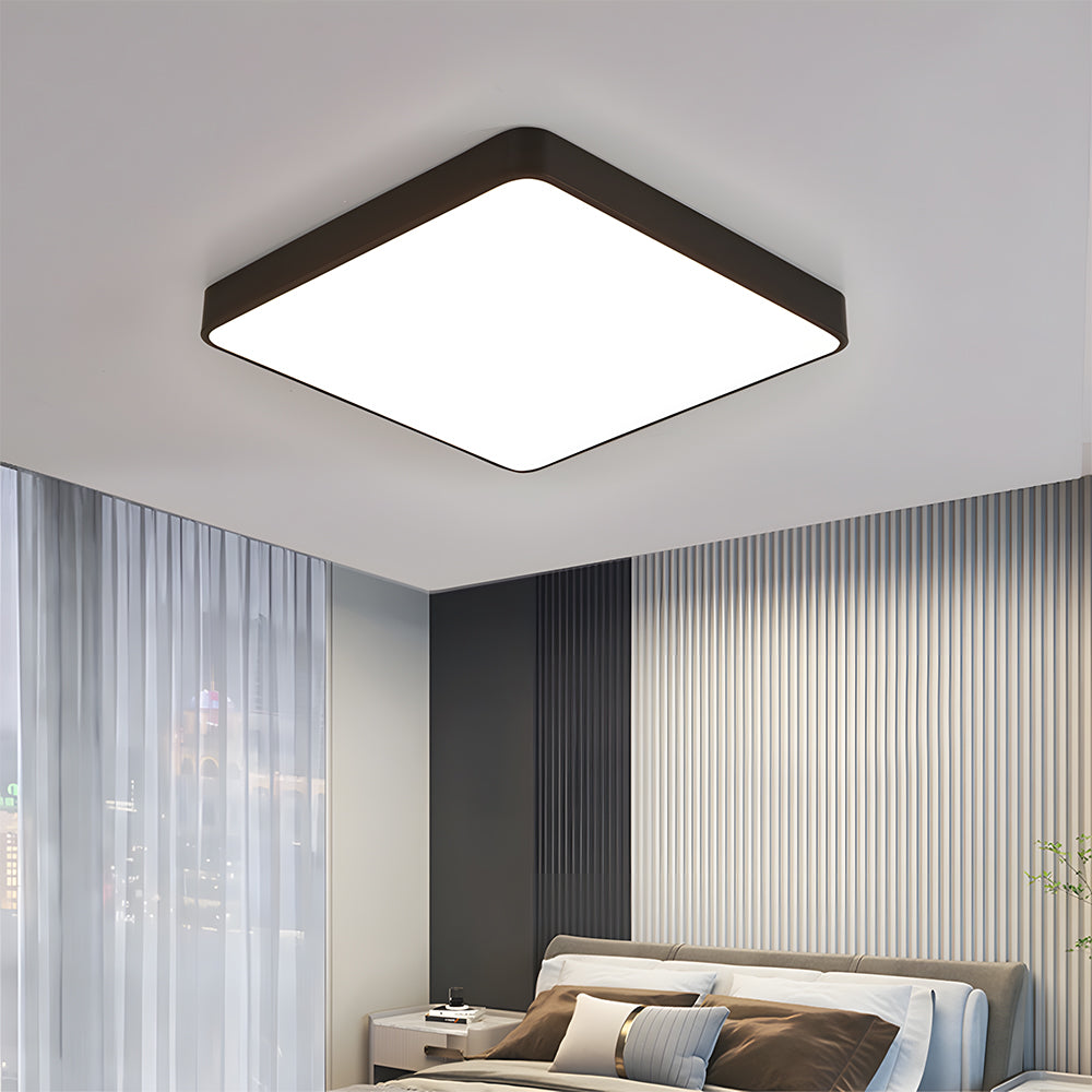 Black Modern LED Ceiling Light - Dimmable Flush Mount for Kitchen & Bedroom