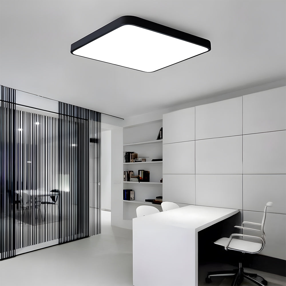 Black Modern LED Ceiling Light - Dimmable Flush Mount for Kitchen & Bedroom