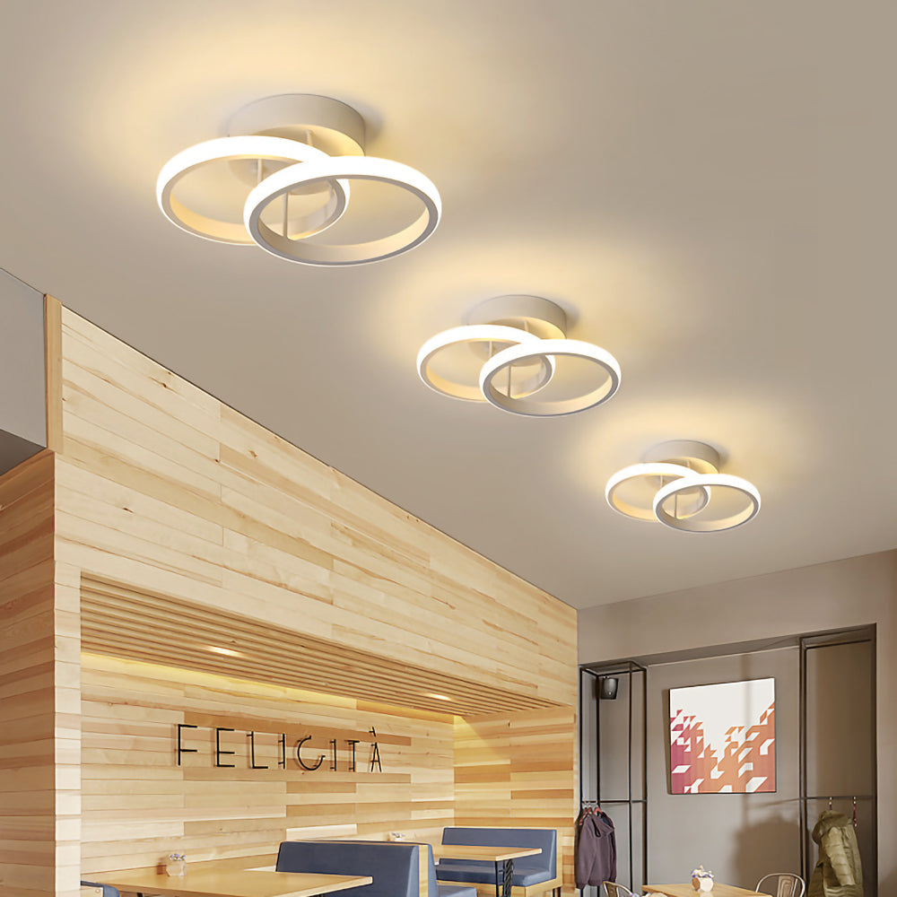 Modern Geometric LED Ceiling Light | Minimalist Black Metal Frame Fixture