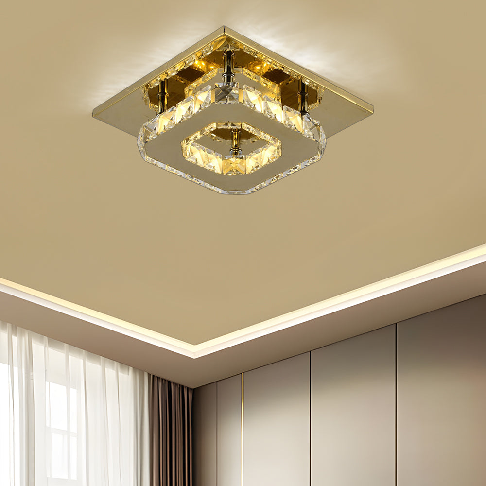 Crystal LED Flush Mount Ceiling Light Modern Dimmable