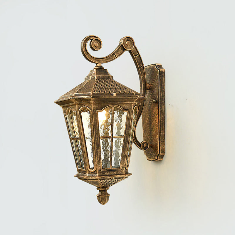 Traditional Outdoor Wall Lantern | Brass or Black Porch Light with Dimpled Glass