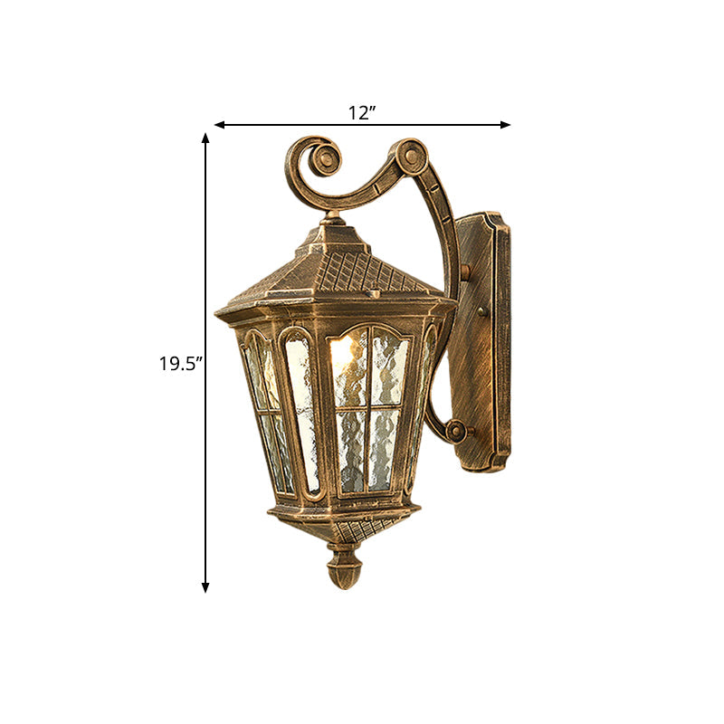 Traditional Outdoor Wall Lantern | Brass or Black Porch Light with Dimpled Glass