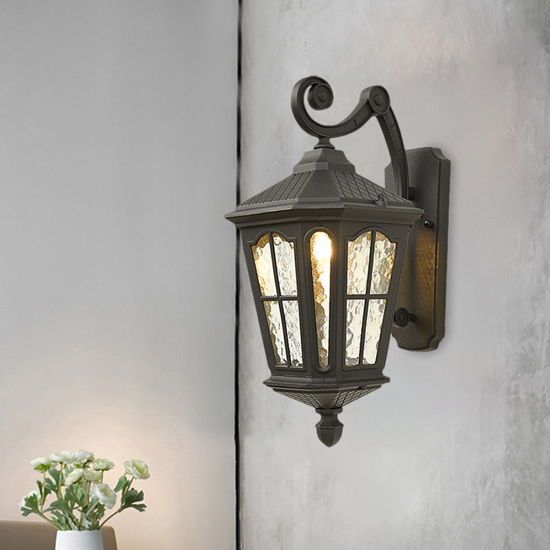 Traditional Outdoor Wall Lantern | Brass or Black Porch Light with Dimpled Glass