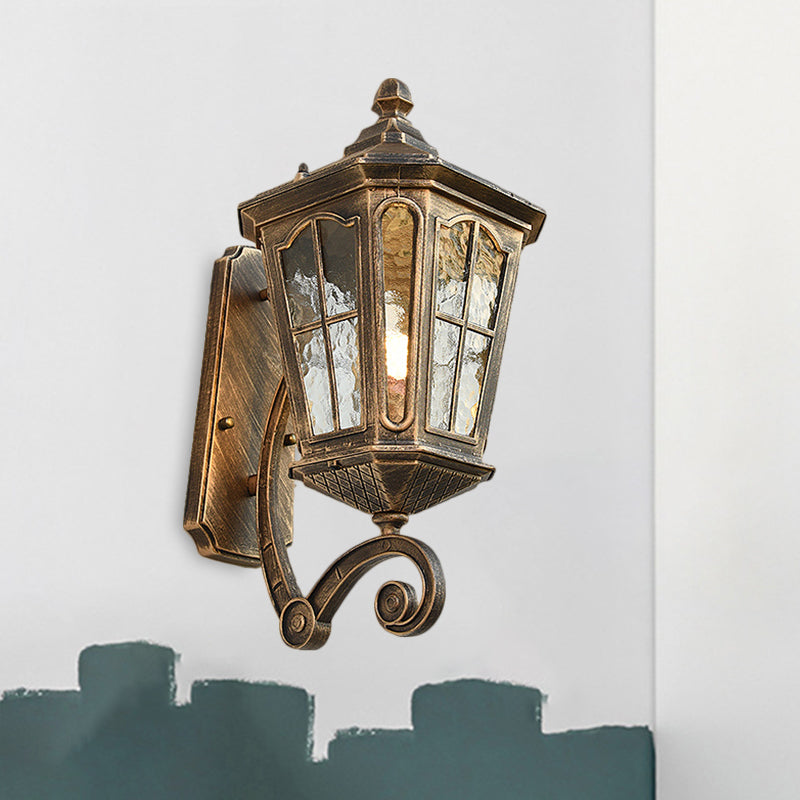 Traditional Outdoor Wall Lantern | Brass or Black Porch Light with Dimpled Glass
