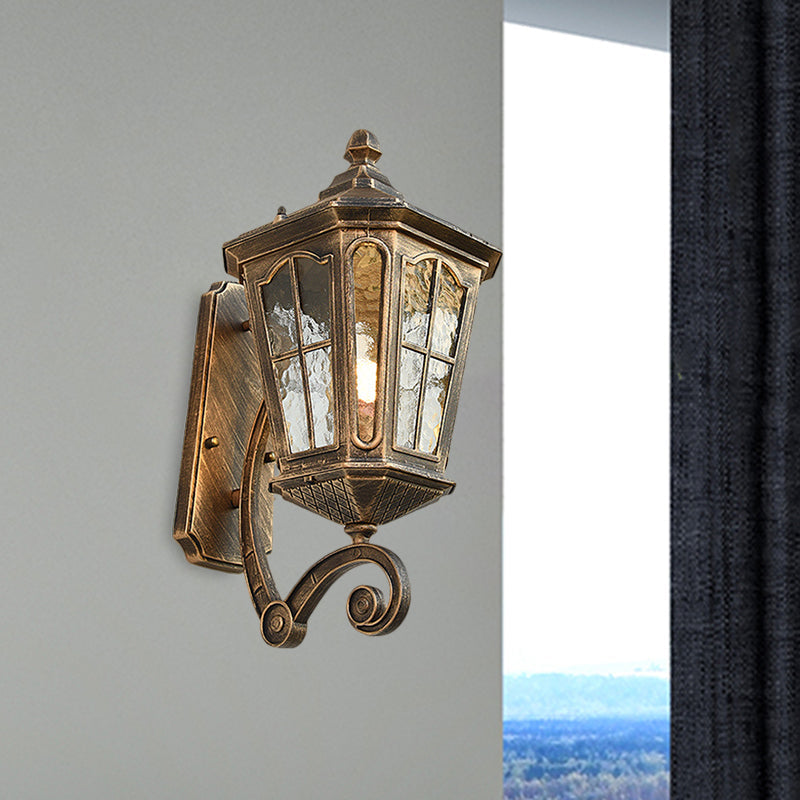 Traditional Outdoor Wall Lantern | Brass or Black Porch Light with Dimpled Glass